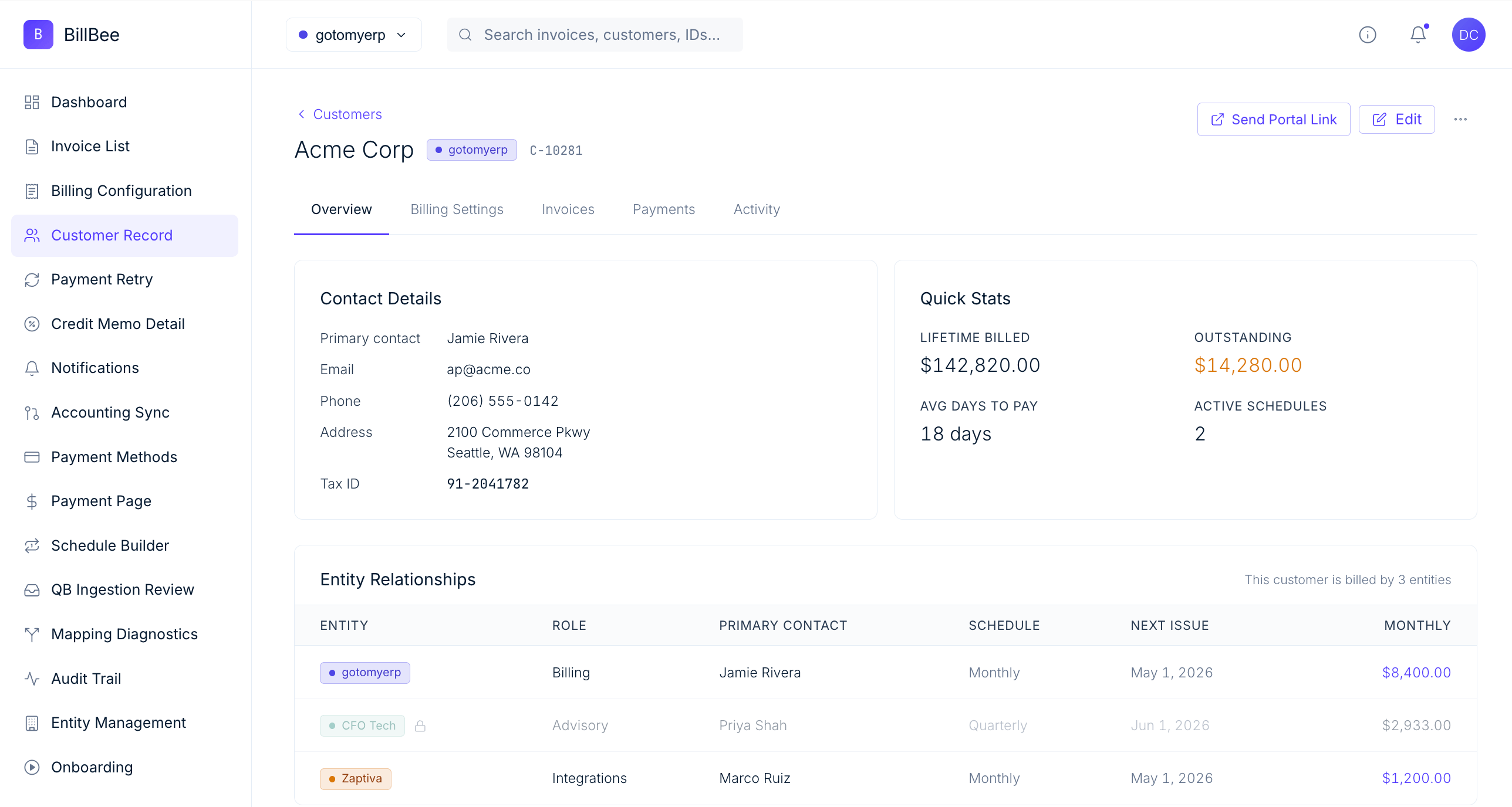 Customer record